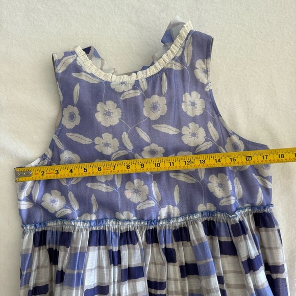 Bunka Blue Cotton Silk Printed Mini Babydoll Dress Size M - Picture 7 of 12